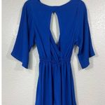 NWT ASOS Plunge Neck Wrap Romper with Blouson Sleeves Blue Size 4P Photo 4