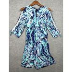 Lilly Pulitzer XS Women's Bryce Short Romper Slit Sleeves Coastal Photo 5