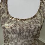 Almost Famous Sequin Animal Print Tank Top L Y2K Racerback Sparkly Glam Diva Photo 2