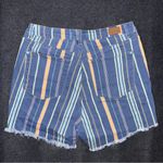 Judy Blue Plus Size Multicolor Striped High Rise Frayed Denim Shorts 1XL Photo 2