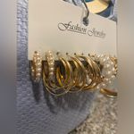 H&M Gold and Pearl Hoop Earrings Set x6 Photo 2