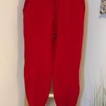Abercrombie & Fitch Cable Knit Joggers Red XS Pull On Drawstring Cozy Lounge Photo 0