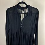 Free People Linen & Cotton Blend Long Sleeve Black Dress Whimsygoth Fairy Photo 10