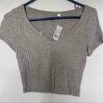 PacSun Nwt   gray notched waffle knit crop top small Photo 1