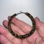 Black and Gold Chunky Sparkle Hoop Earrings Photo 4