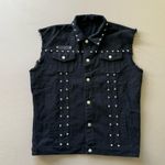 studded sleeveless denim jacket Black Size L Photo 3