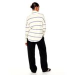 Babaton Aritzia Thermal Sweater Women S Cream Blue Striped Waffle Knit Cowl Neck Photo 4