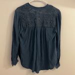 Free People  Canyon Rose Button Down Blue XS Top Gauze Boho Spring Beach Blouse Photo 6