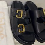 Chloé Chloe Nil Double-Strap Cowhide Mules In Black Color Size 40W. Photo 4