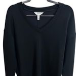 Spanx Black V Neck Sweatshirt Long Sleeve Pullover Top Women Size Medium Stretch Photo 2