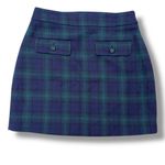 Loft  Plaid Button Trim Shift Skirt Navy and Green Photo 2
