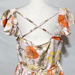 Lottie & Holly New  Floral Print Ruffle Sleeve Mini Dress Blush Rust Size Large Photo 7