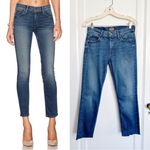 MOTHER • The Muse Ankle jeans mid rise cropped frayed hem Bushwacked slim skinny Blue Size 27 Photo 1