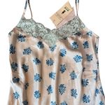 HAH Size M Lace Trim Satin Slip Lingerie Dress Pink Blue Floral Feminine NWT Size M Photo 2