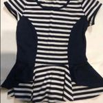 By x By Women’s NWOT White & Dark Blue Striped Short Sleeve Shirt-Dress (Size S) Photo 0