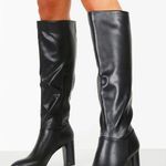 Boohoo black tall boots heel size 7 Photo 0