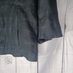 Eileen Fisher  3/4 Sleeve Black Striped Plaid 100% Linen Button-Up Blazer Photo 3