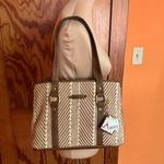 NWT Jamaica Bay Woven Tote | Neutral Brown & Cream Shoulder Bag Photo 5