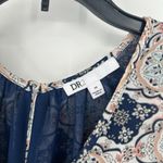 Daniel Rainn DR2  Boho Tank Top Blue Chiffon Layered Mixed Pattern Flowy Size M Photo 6