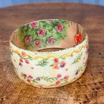 Iris Design Wide Resin Bangle Bracelet Hand Painted Floral Glitter Accents Green Photo 9