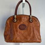 Valentino di Paolo VINTAGE Brown‎ Genuine Leather Dome Satchel Handbag Purse Brown Photo 0