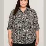 Jones New York  Black and White Leopard Print Button Down Shirt Photo 0