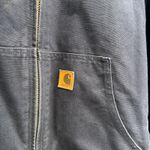 Carhartt navy hooded zip up canvas heavy work jacket XL Photo 10