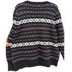Loft Black Long Sleeve Fair Isle Print Crew Neck Pullover Sweater Size XXL Cozy Photo 9