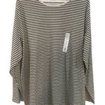 Croft & Barrow NWT  The Classic Tee size 3XL cream striped long sleeve crew neck Photo 0