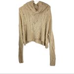 Free People  Shades of Dawn Tan Open Cable Knit Cowl Neck Sweater Sz Small Photo 8
