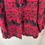 Bit & Bridle Red Western Horse Scene Button Down Knit Shacket Size XL Photo 5