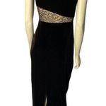 Roberta velvet and sheer cutout fitted maxi dress with side slit size medium Brown Photo 10