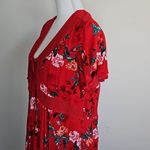 Torrid Size 2X red floral lace-up neck mini skater dress in gauze fabric Photo 6