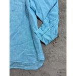 Talbots Women Blue Linen Pintuck Popover Tunic Shirt XL Roll Tab Sleeve V-Neck Photo 6