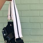 Forever 21 Black canvas shoulder bag with black and white stripe wide strap Photo 7