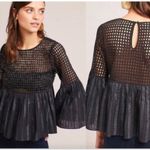 Anthropologie  Maeve black beaded bell sleeve top size 2 Photo 1