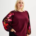 Nine West NWT Women’s  Blouse Size XL Long Puff Sleeve Crewneck Retail $29.99 Photo 8