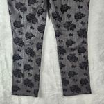 Chico's  Platinum Denim Gray Jeans Black Velvet Roses Size 1.5 / US 10 Photo 11