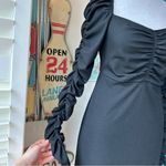 Topshop  Black Ribbed Long Sleeve Midi Dress Photo 3