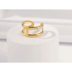Boutique NEW Unisex H-Bar Ring, Gold Plated S925 Band,‎ Adjustable 10.5mm Photo 2