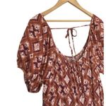 Knox Rose  Womens XXL Midi Tiered Boho Scoop Neck Short Puff Sleeves Tie Rust Photo 6