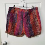 Sundance Kalini Shorts Floral Stripes Brown Contrast Trim Linen Size L Petite Photo 5