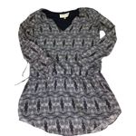 Rory Beca Women 100% Silk Drawstring Tunic Blue and White Sz. Sm Boho,Classic Photo 1