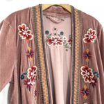 Paparazzi  velvet burnout kimono dusty rose Embroidered Floral size L Y2K boho Photo 10