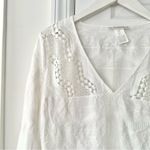 La Blanca  White Embroidered Eyelet V Neck Swim Cover Up Dress Small Bell Sleeves Photo 7