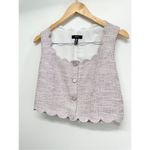 AQUA Tweed Scalloped Crop Top Size Small Lilac Side Zip Closure NWT Photo 2