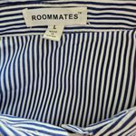 Roommates  Blue Striped Button-Down with Floral Embroidery Size Large Photo 4