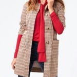 CAbi Sherlock Jacket houndstooth midi trench coat style women's size medium Photo 1