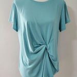 Worthington  Aqua Crewneck Twist Side Jersey Knit Blouse Size Large Photo 1