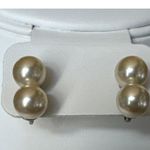 Antique Edwardian Art Deco Vintage silver double pearl drop screwback earrings Photo 3